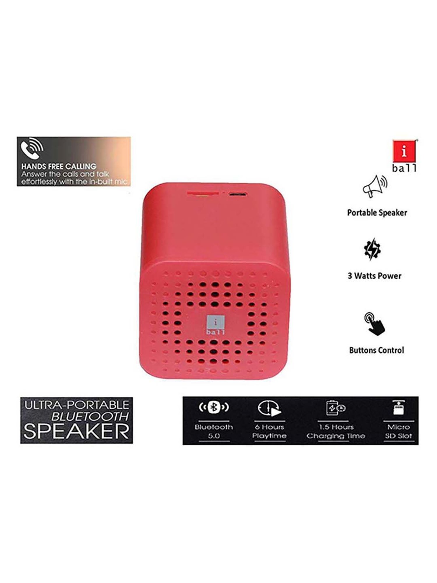 iBall Musi Cube X1 Bluetooth Speaker (Red)