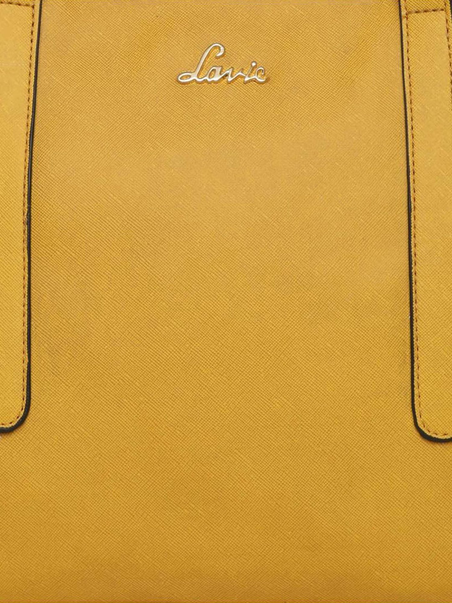 Lavie Yellow Solid Medium Handbag