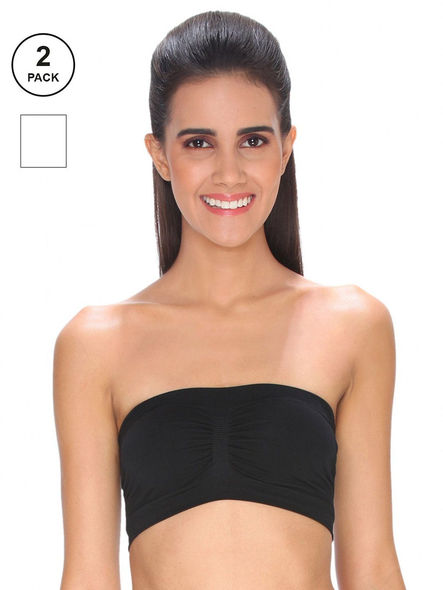 C9 Airwear White & Black Full Coverage Bandeau Bra - Pack of 2