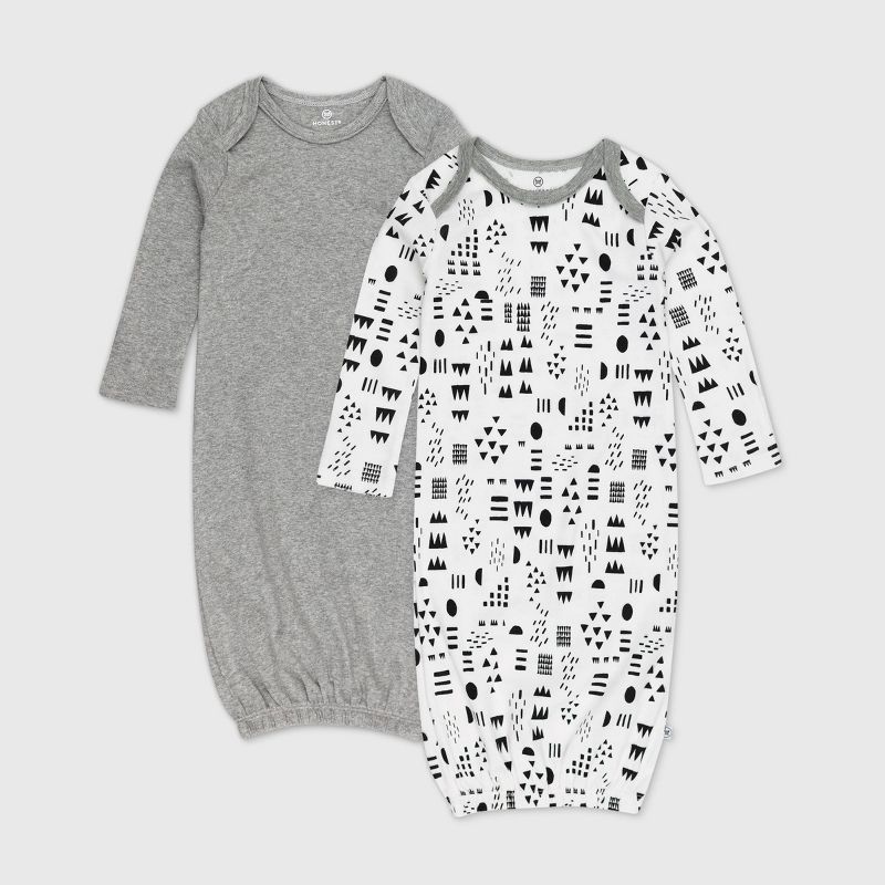 Honest Baby 2pk Organic Cotton Pattern Play Nightgown - 0-6M