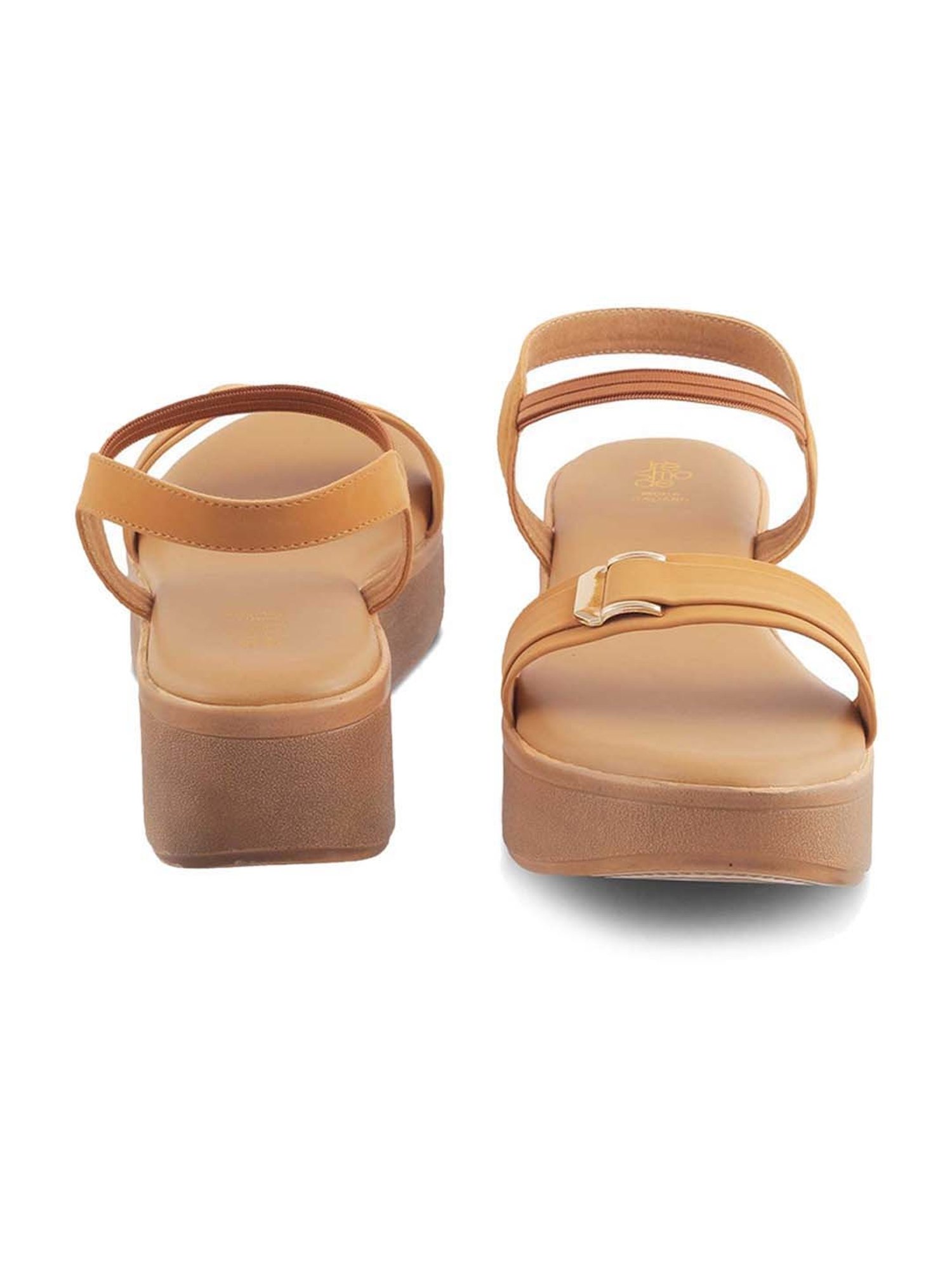 Tresmode Women's Beige Ankle Strap Wedges