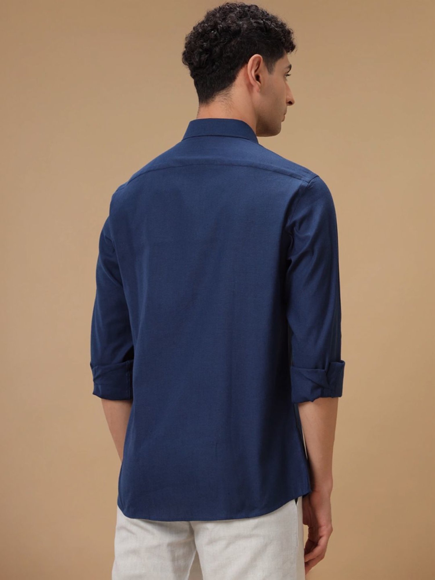 Linen Club Blue Contemporary Fit Shirt