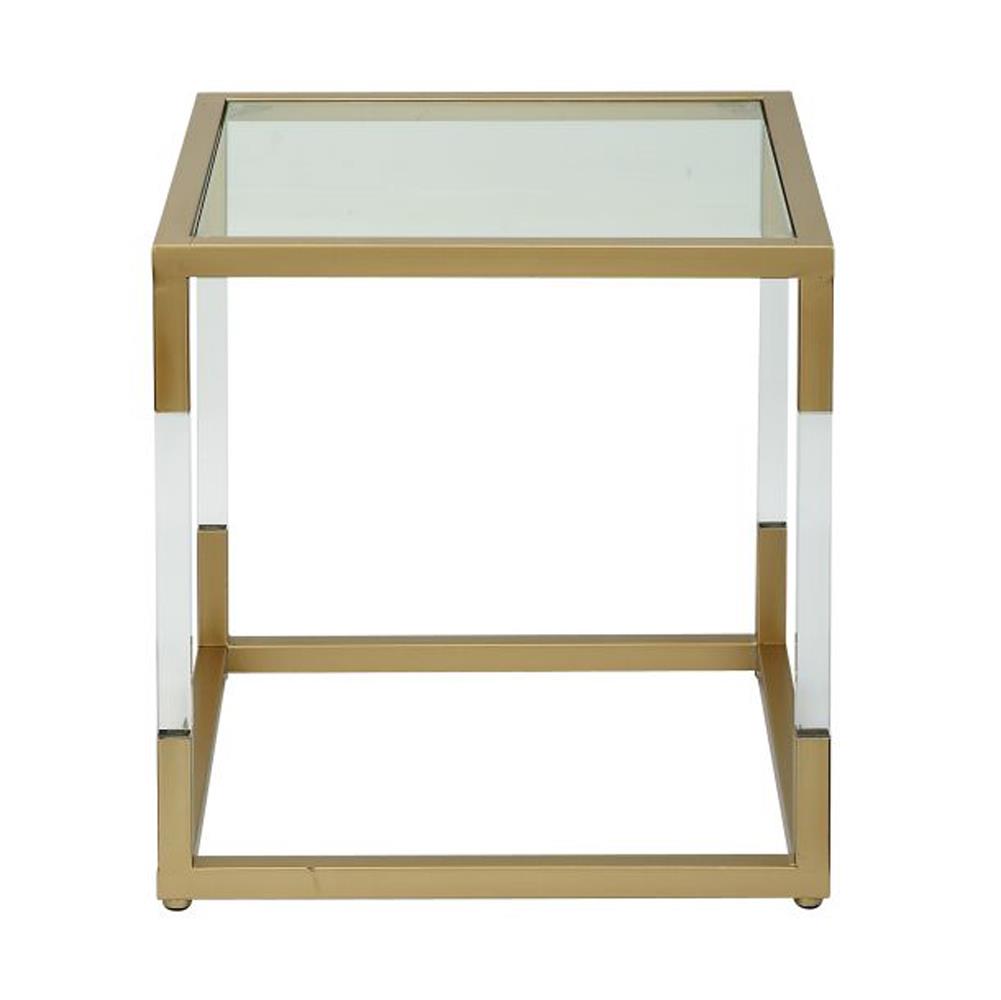 BENZARA 56932 Functional Metal Glass Acrylic End Table