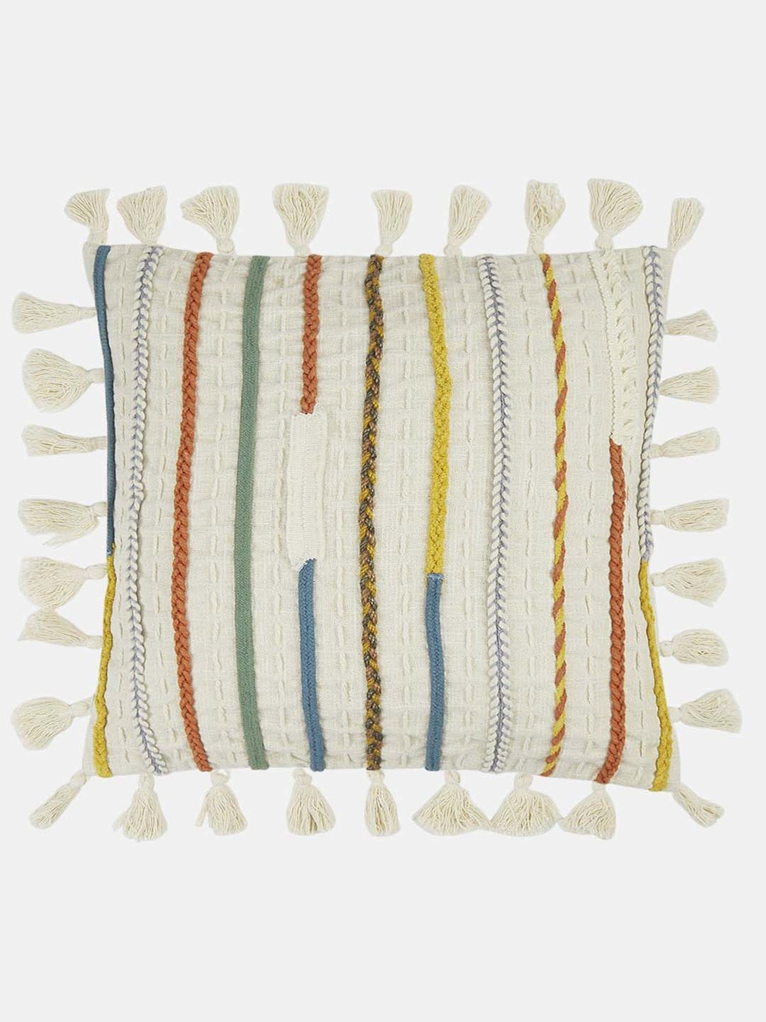 Living Scapes by Pantaloons Off White Cotton Cushion Cover