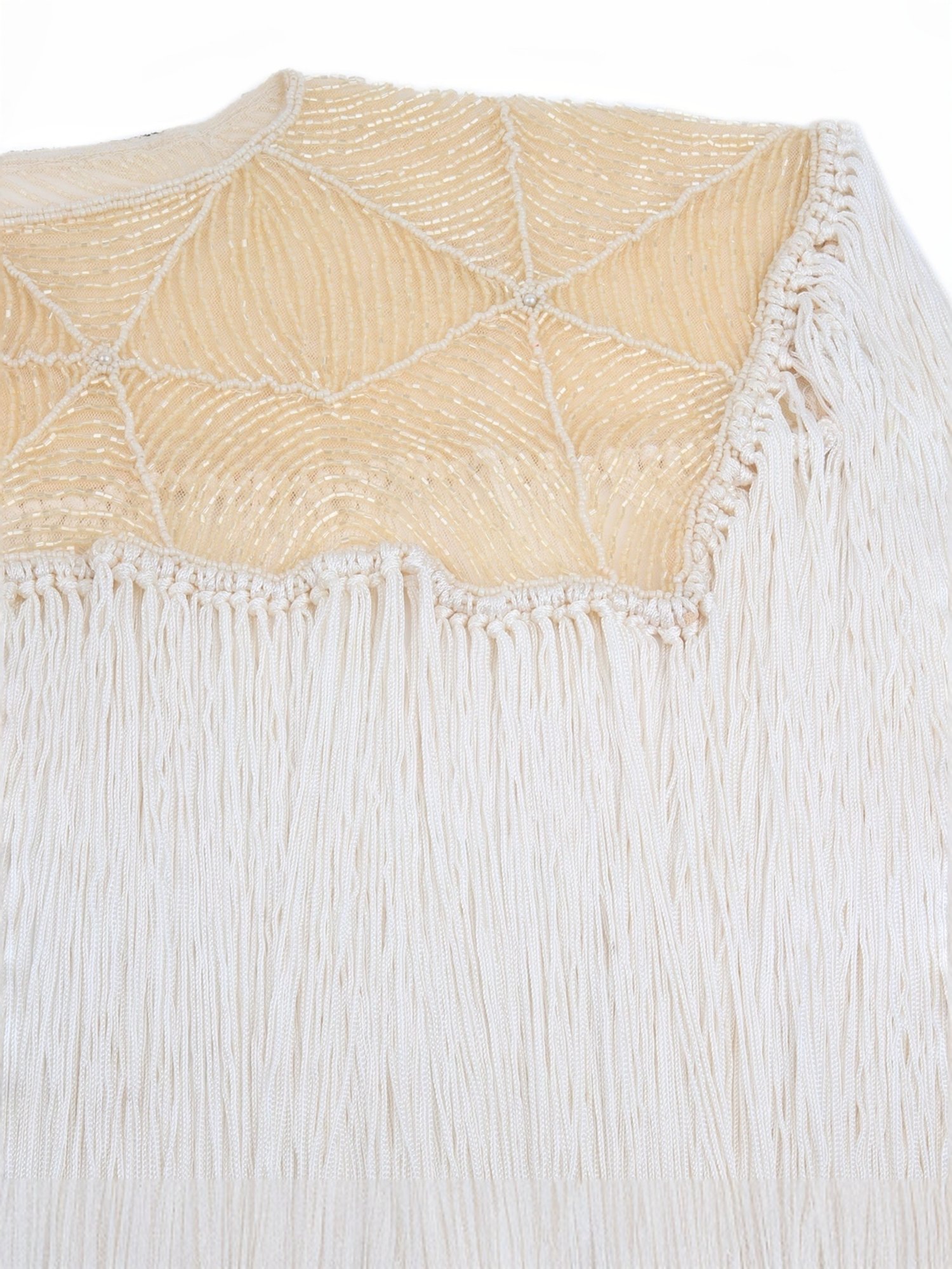 Odette White Embellished Fancy Cape