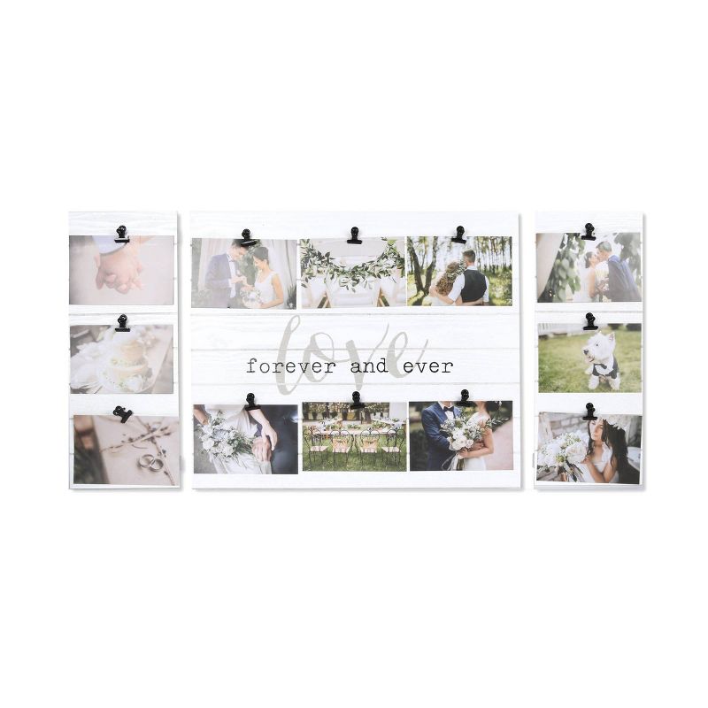 3pc 16" x 32" Twelve Opening Love Clip Collage Photo Display White - New View