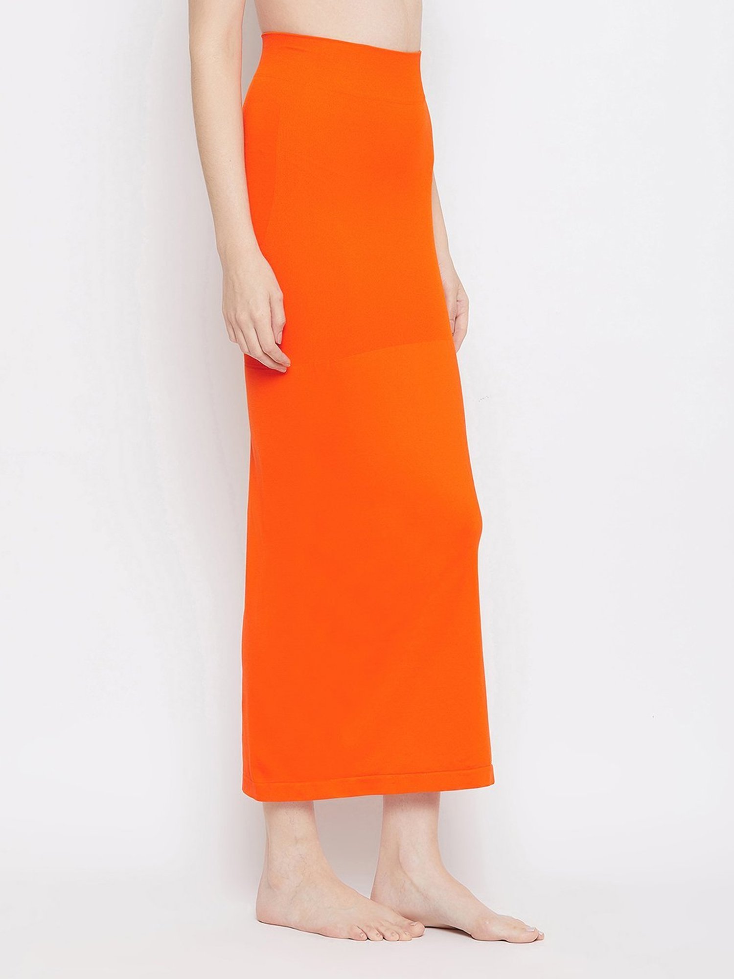 Clovia Orange Plain Saree Shapewear