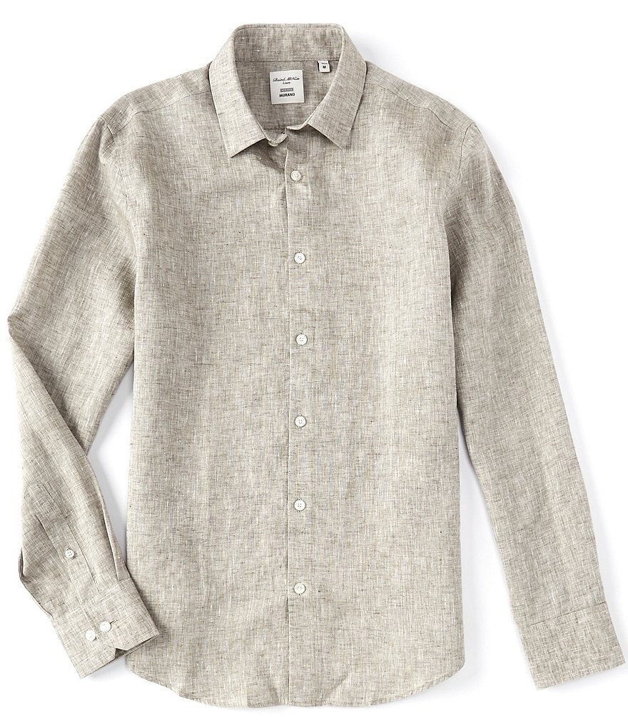Murano Non-Iron Solid Baird McNutt Linen Long-Sleeve Woven Shirt