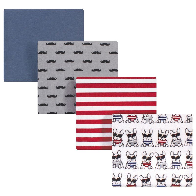 Hudson Baby Infant Boy Cotton Flannel Receiving Blankets, French Dog, One Size