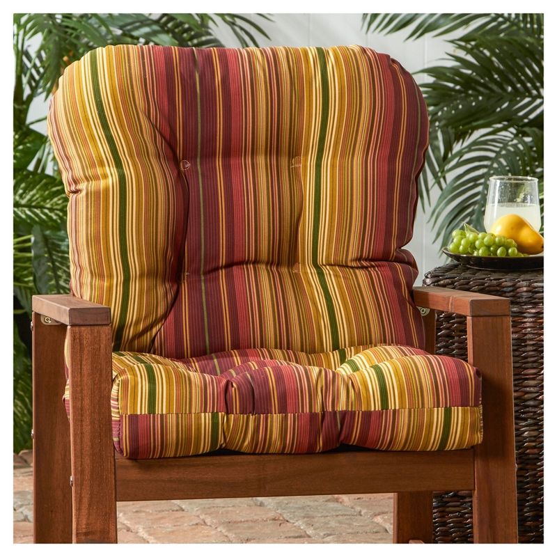 Kinnabari Stripe Outdoor Seat/Back Chair Cushion - Kensington Garden