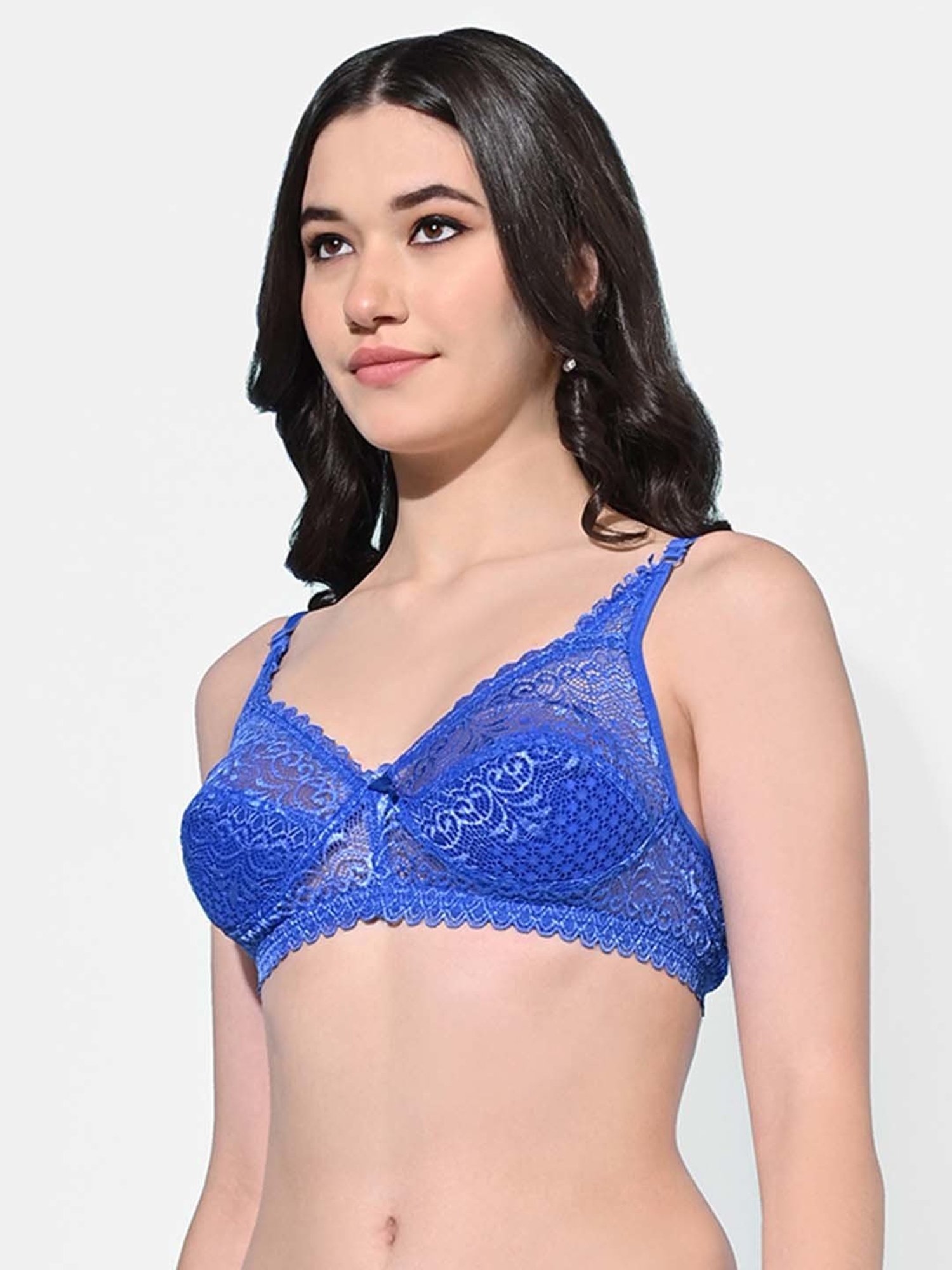 FIMS: Fashion is my Style Blue & Green Lace Work Bralette Bras - Pack Of 2