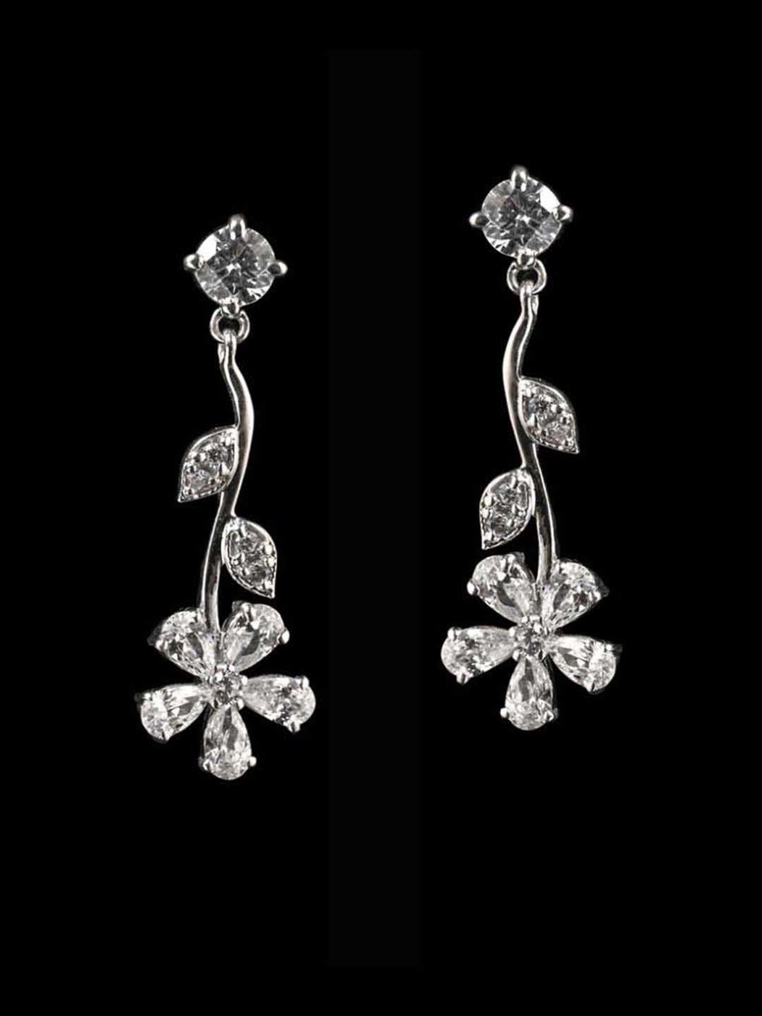 Clara 92.5 Sterling Silver Stone Flower Dangler Earrings for Women