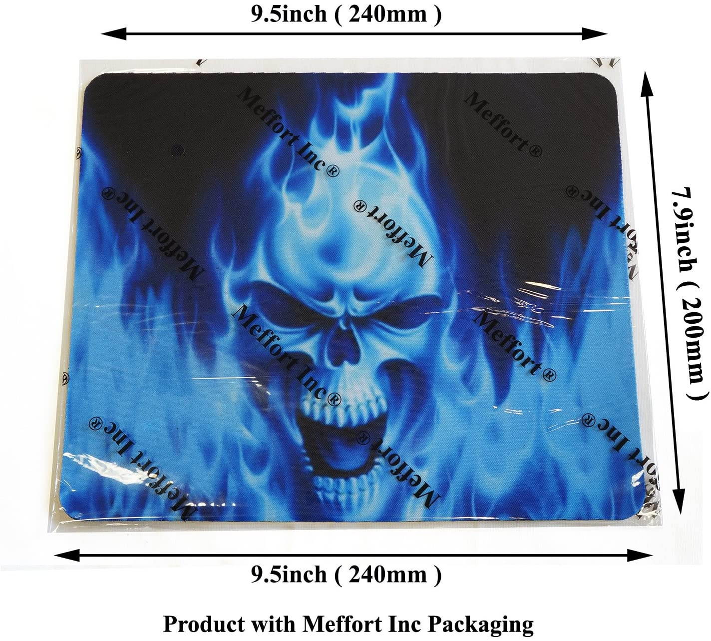 Meffort Inc Standard 9.5 x 7.9 Inch Mouse Pad - Blue Flaming Skull
