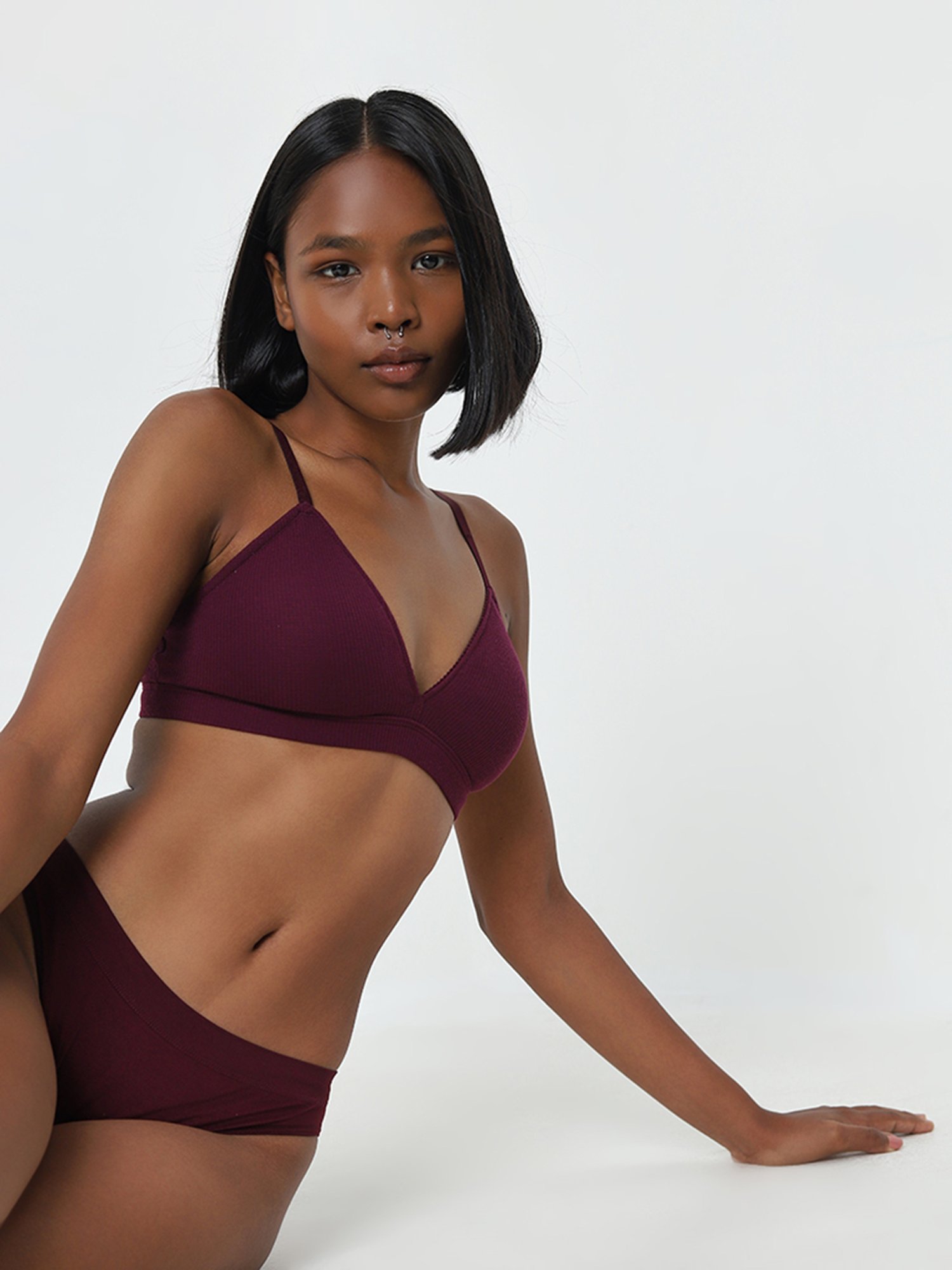 Superstar by Westside Purple Waffle Textured Padded Cotton Bra