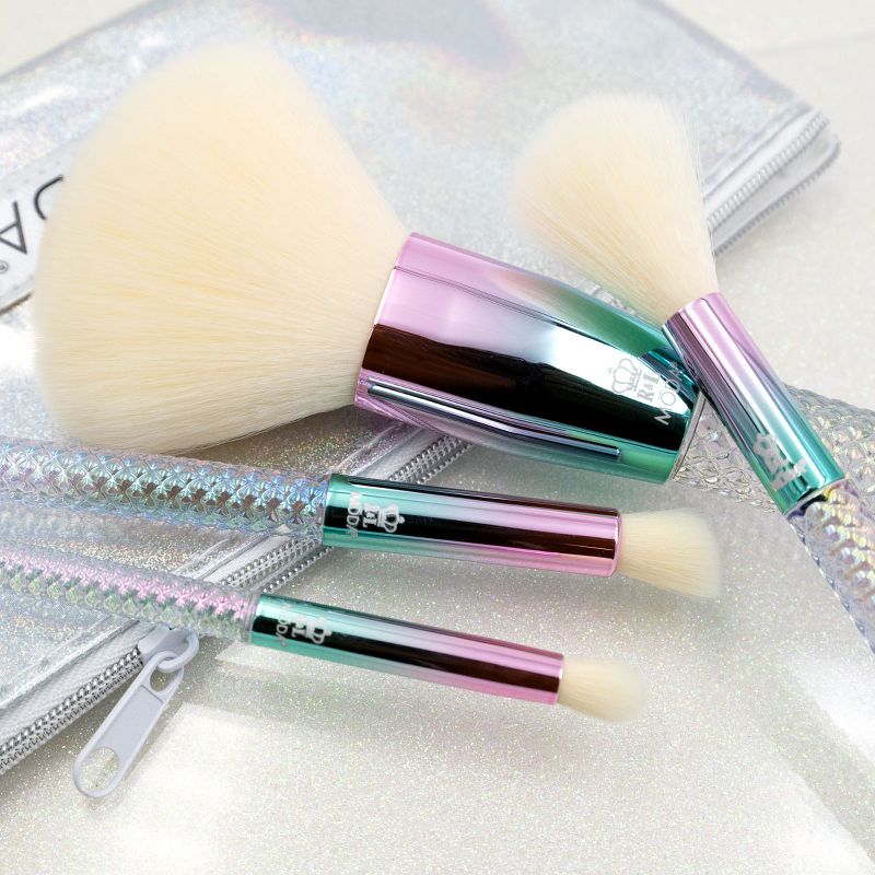 MODA Brush Mythical 5pc Perfecting Pixie Makeup Brush Set with Holographic Zip Case