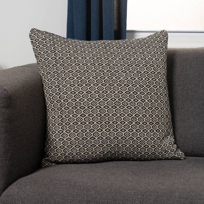 22"x22" Oversize Siya Square Throw Pillow Black/Natural - Sure Fit