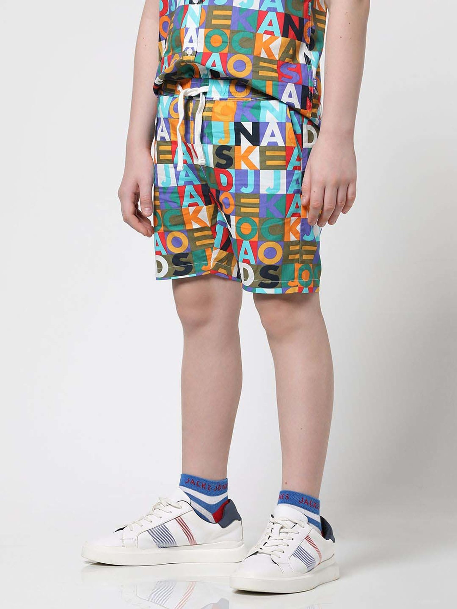 Jack & Jones Junior Multicolor Cotton Printed Shorts