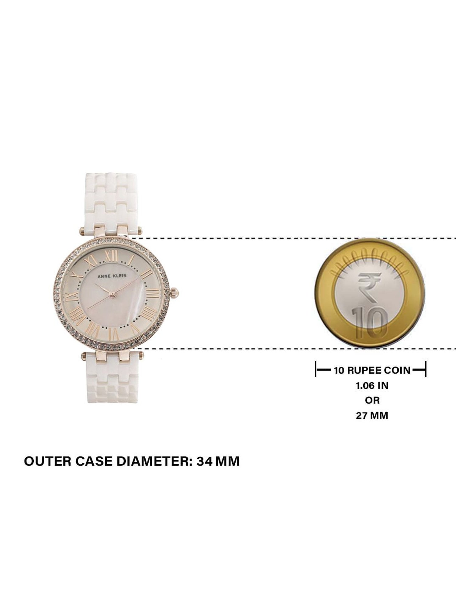 Anne Klein NEAK2130RGLP Ceramics Analog Watch for Women