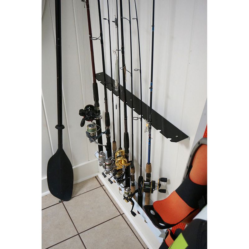 Viking Solutions VFR002 11 Rod Wall Mounted 2 Piece Powder Coat Steel Vertical Fishing Rod and Reel Holder Rack