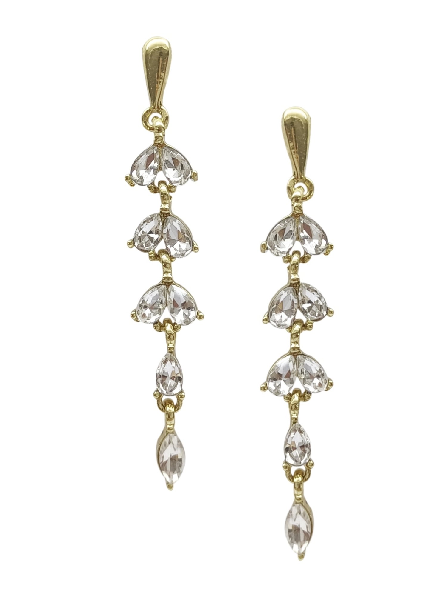 OOMPH Golden Tone Cubic Zirconia Leaf Shape Fashion Drop Earring for Women