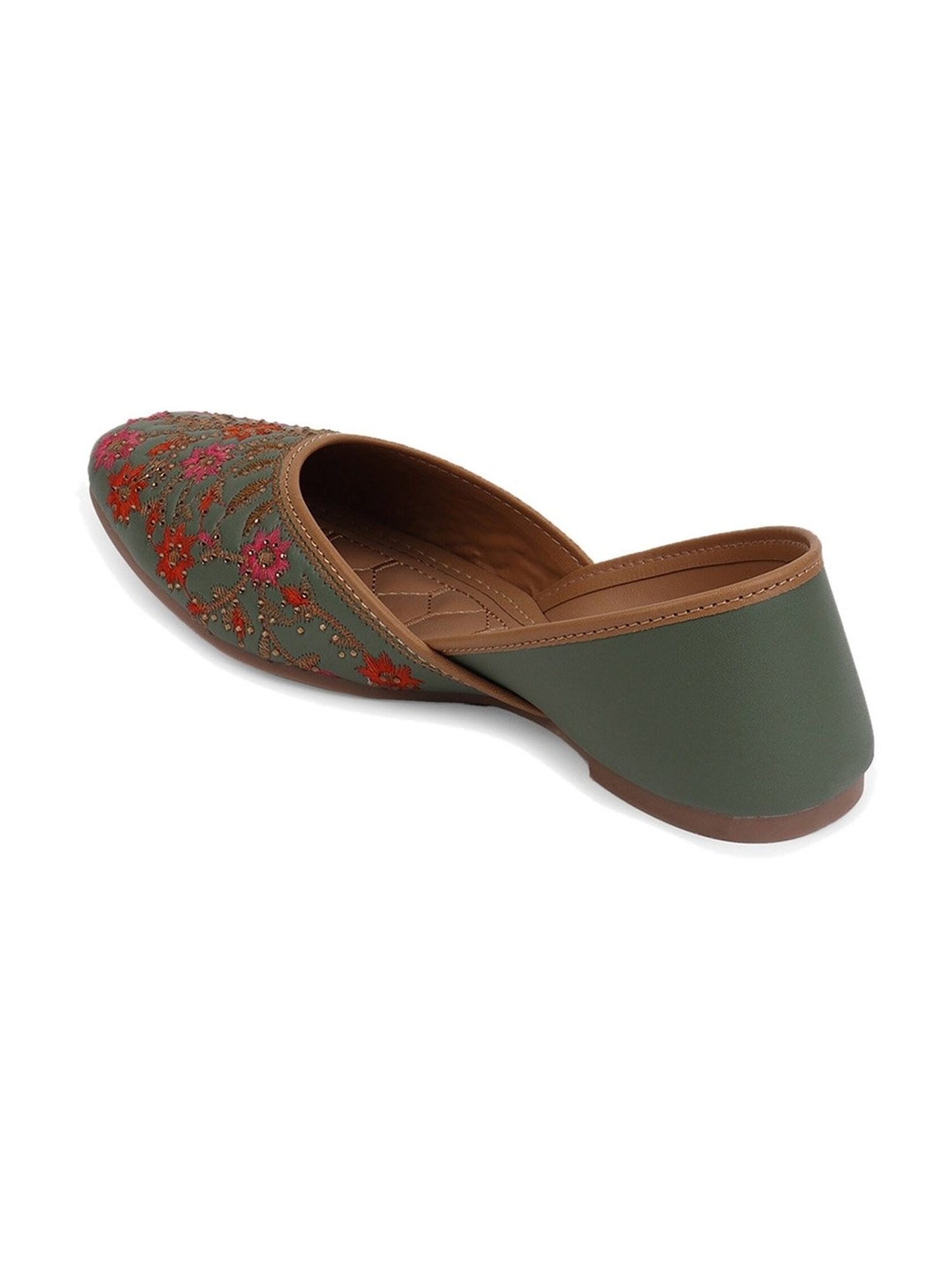 Iconics Women's Green Ethnic Juttis