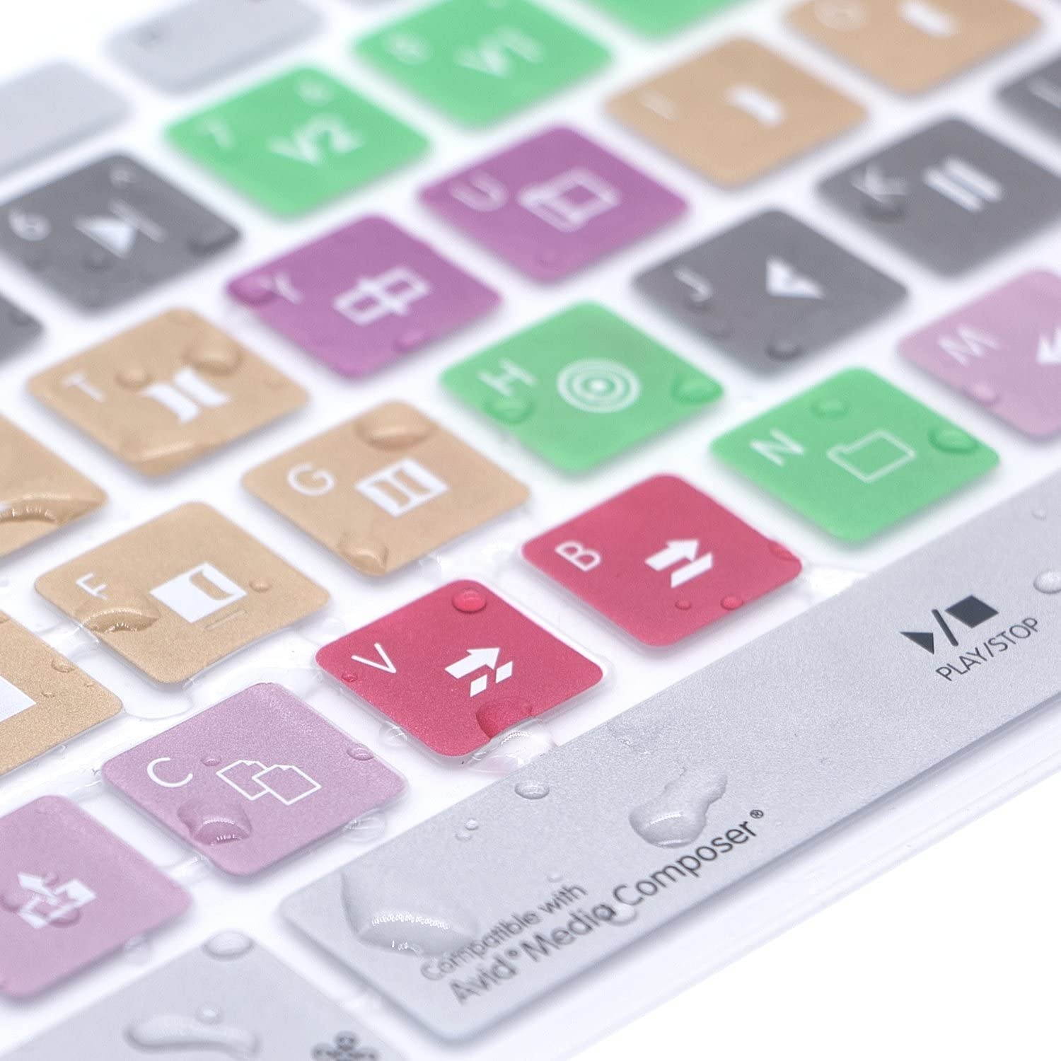 HRH for Apple iMac G6 MB110LL/B MB110LL/A A1243 Keyboard with Numeric Keypad NumberPad Print: Avid Media Composer Functional Shortcuts Hot Keys Design Silicone Keyboard Skin Cover [US/EU Layout]