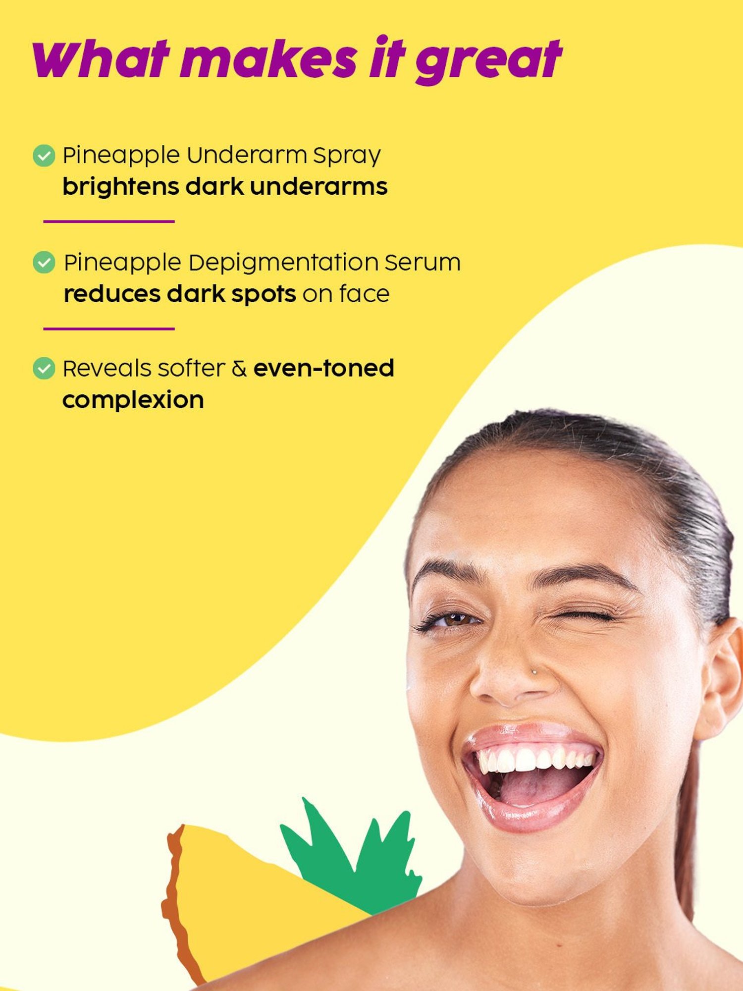 PLIX THE PLANT FIX Pineapple Underarm Polish Serum Spray & De-Pigmentation Dewy Serum Combo