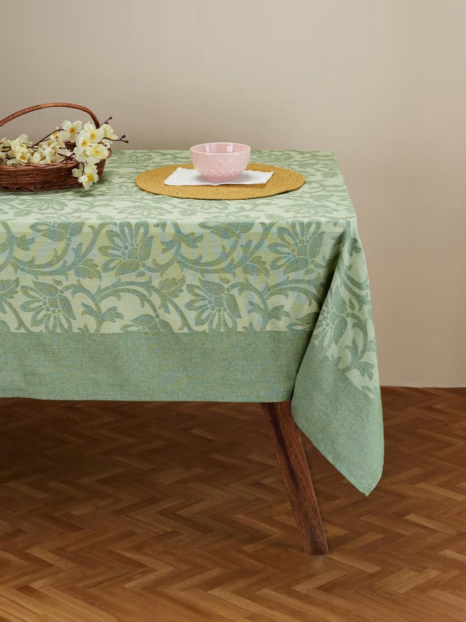 Fabindia Green Cotton 120 TC 120 GSM Inaya Table Cover - Set of 4