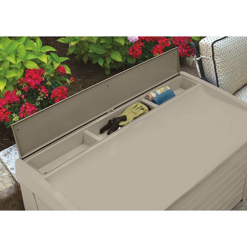 Suncast 127 Gallon Capacity Resin Outdoor Patio Storage Deck Box & Seat (2 Pack)