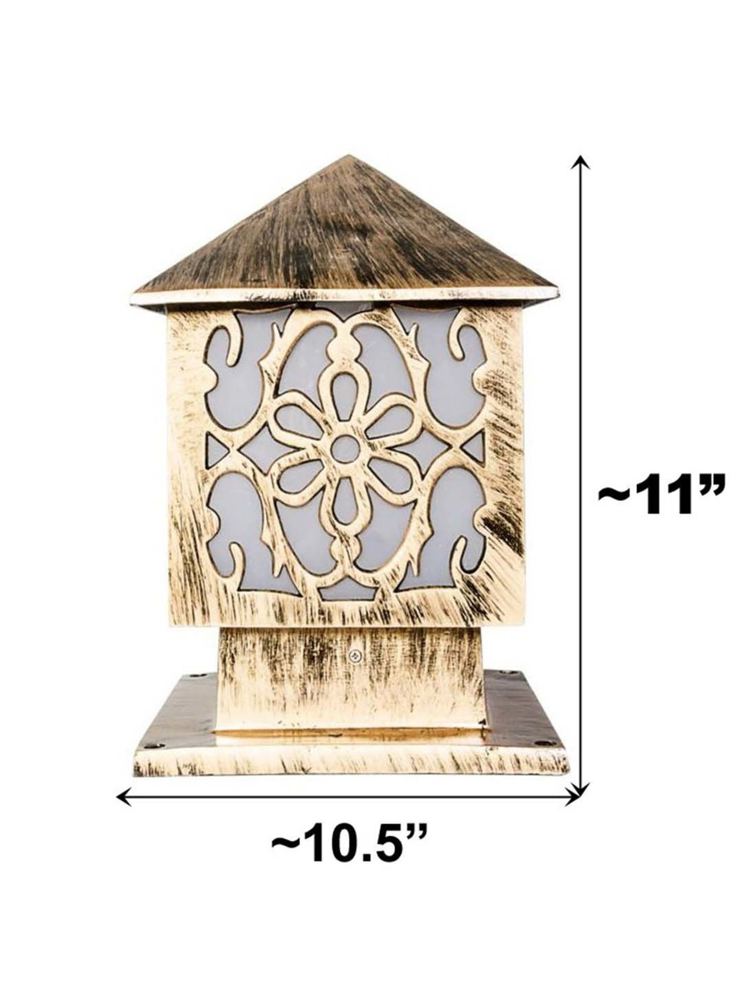 Fos Lighting Golden Aluminium Small Pillar Gate Light - Set of 1