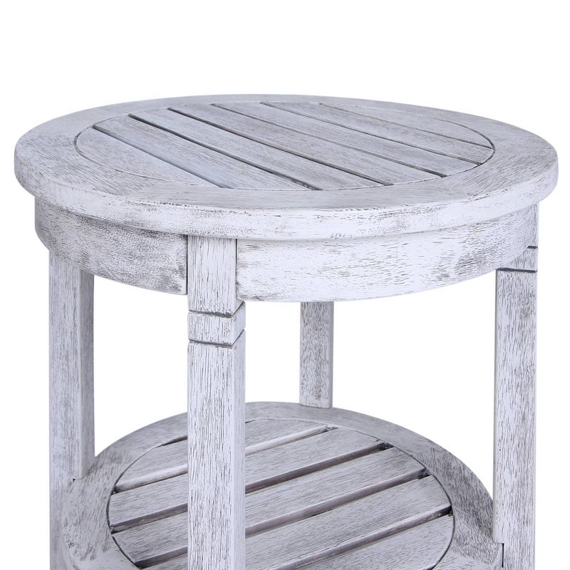 Alston Solid Wood Outdoor Side Table with Shelf - White - Cambridge Casual