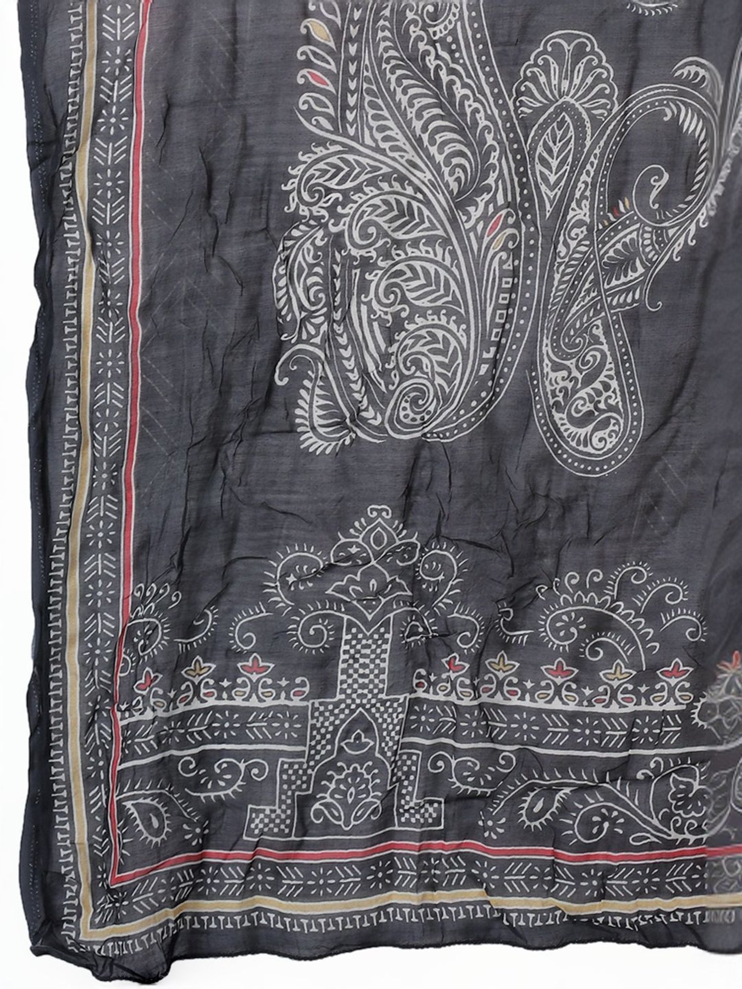 Stylee LIFESTYLE Grey Embroidered Unstitched Dress Material