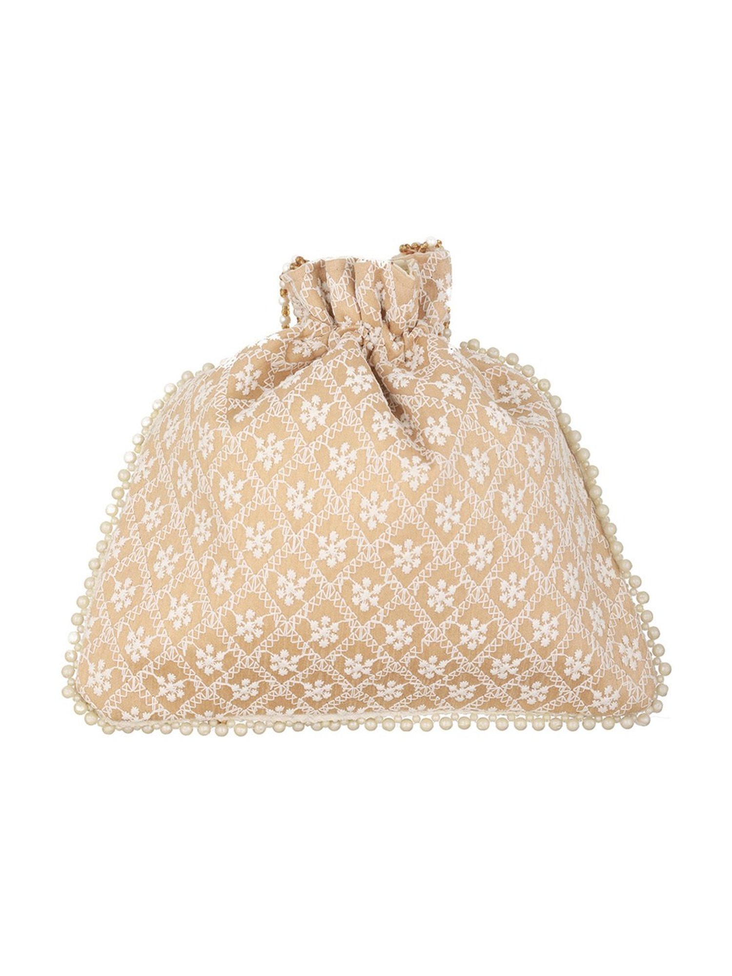 Aatmana Beige & Gold Embellished Small Potli