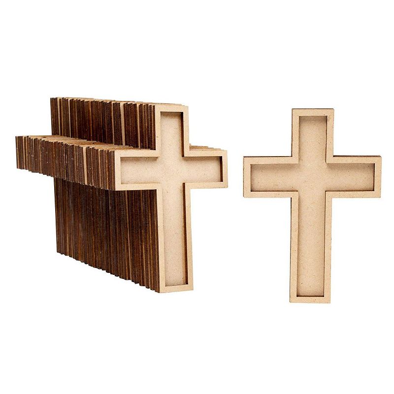 Genie Crafts 50-Pack Unfinished Wooden Cross Cutout for Wooden Craft DIY Art Projects, Church