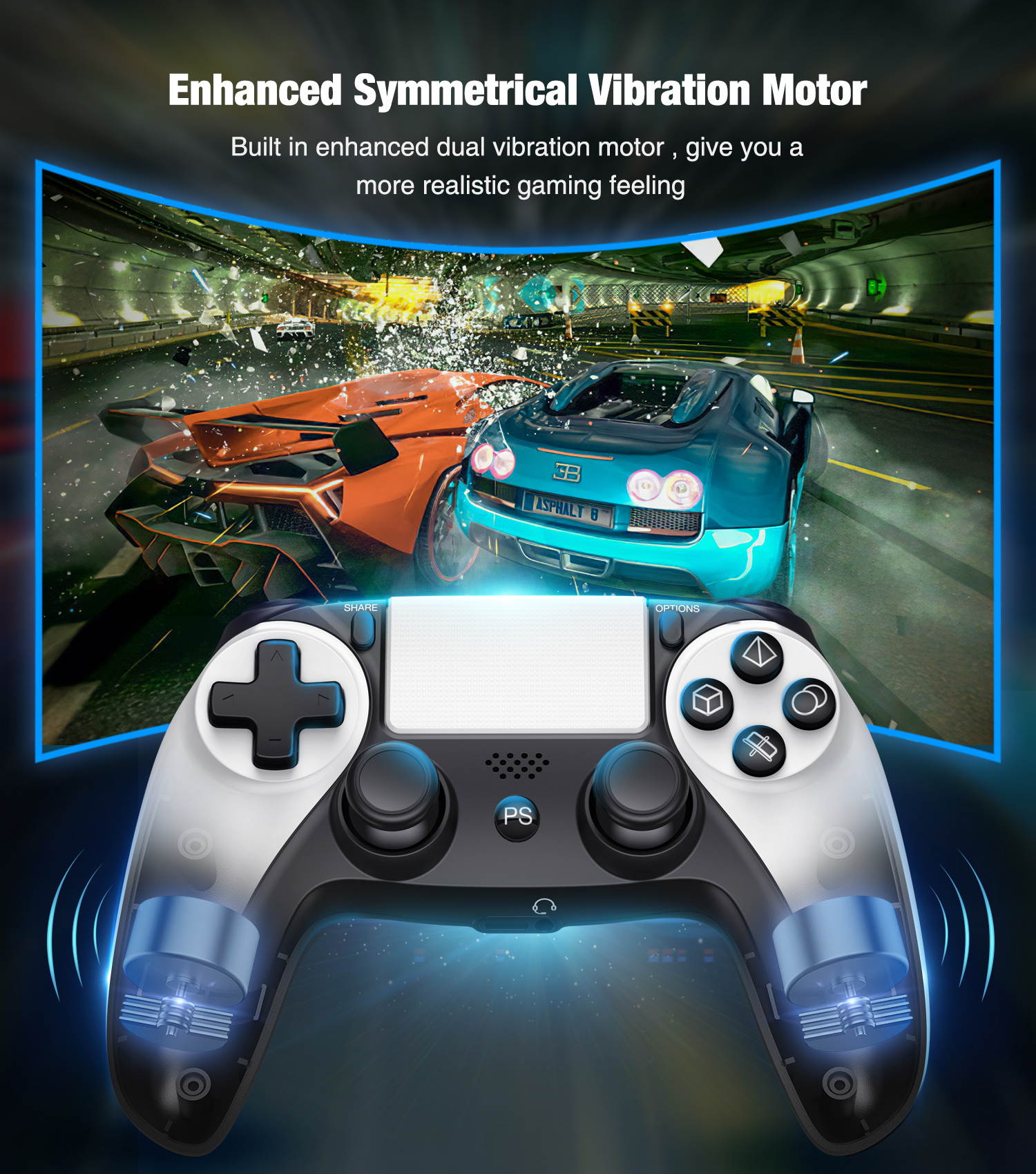 PS4 Controller, Wireless Game Controller for PS4 Pro/Playstation 4/PS4 Slim , Joystick For PS4 Remote Gamepad with Dual Shock, Audio Function, Motion Control for Playstation 4