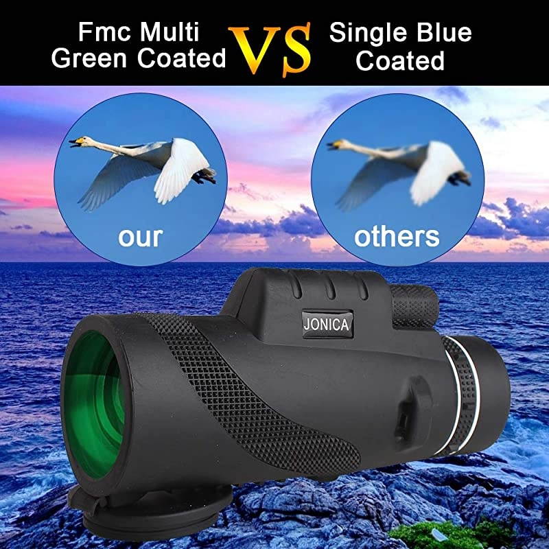 Optics UHD Explorer High Powered 12X50 BAK4 Prism FMC Monocular Telescope with Tripod Bright Clear Single Hand focus Waterproof FogProof Bird Watching Camping Hiking Hunting Wildlife