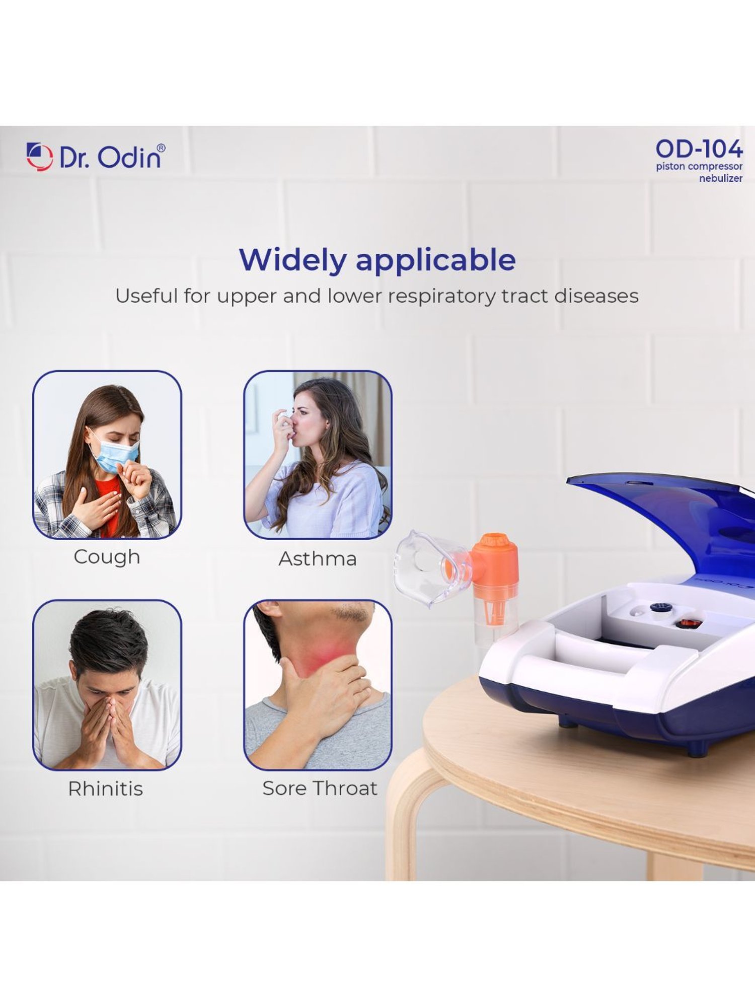 Dr. Odin OD104 Nebulizer with Piston Compressor Technology (Blue)