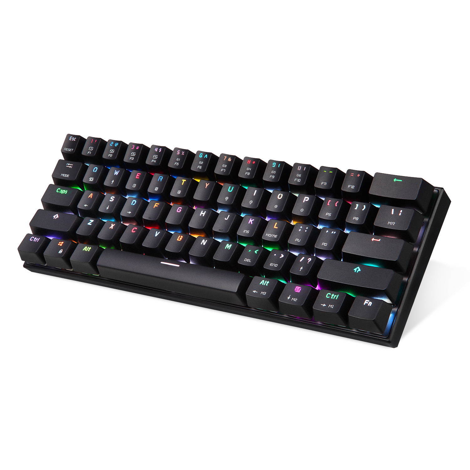 CUUWE MOTOSPEED CK62 wired/wireless 3.0 Mechanical Keyboard 60% Compact 61 Keys RGB Backlit Type-C Gaming/Office Keyboard for PC/Mac/Linux/iPad/iPhone/Smartphone/Laptop