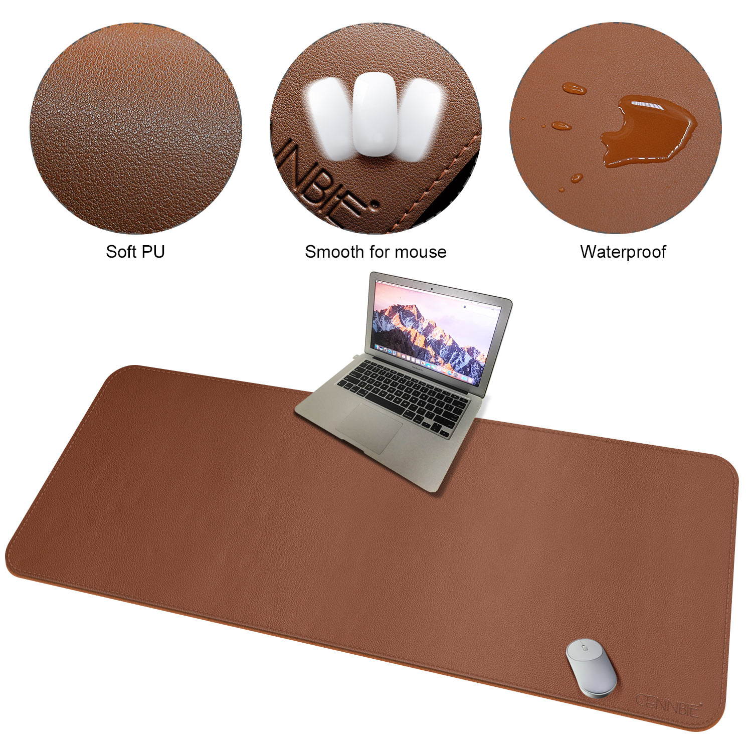 Leather Desk Pad &ndash; Large Mouse Pad - Desk Mat Home Office Desk Accessories Desktop Protector Non Slip Writing Desk Blotter (59 x 23.6 inch &ndash; Light Brown)