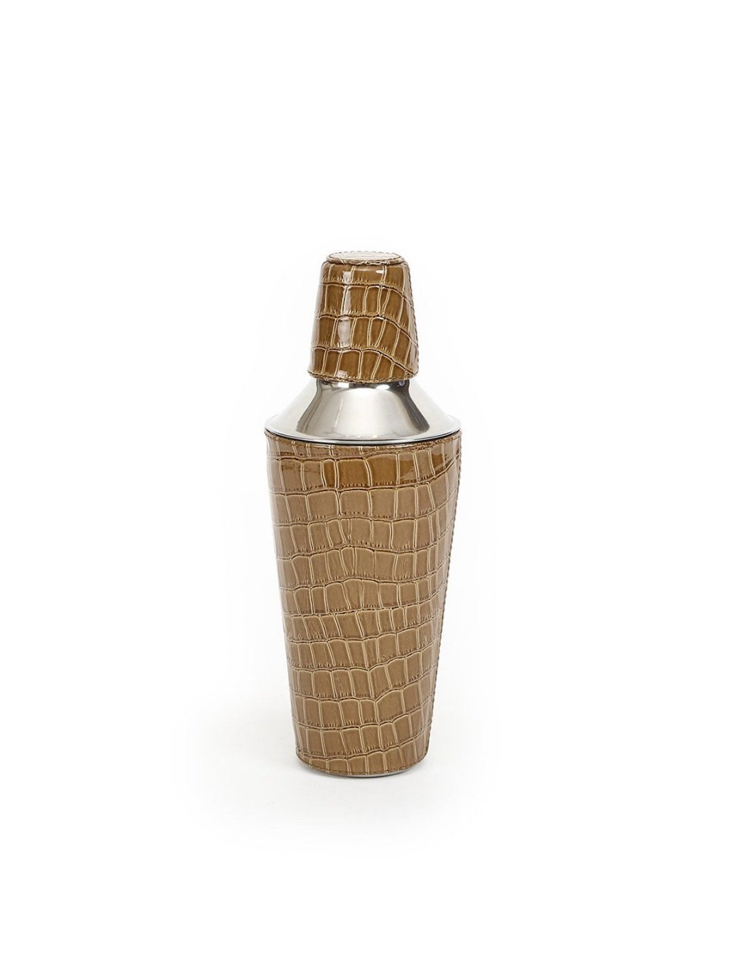 Home4U Animal Print Tan Stainless Steel Cocktail Shaker With Leather Sheath