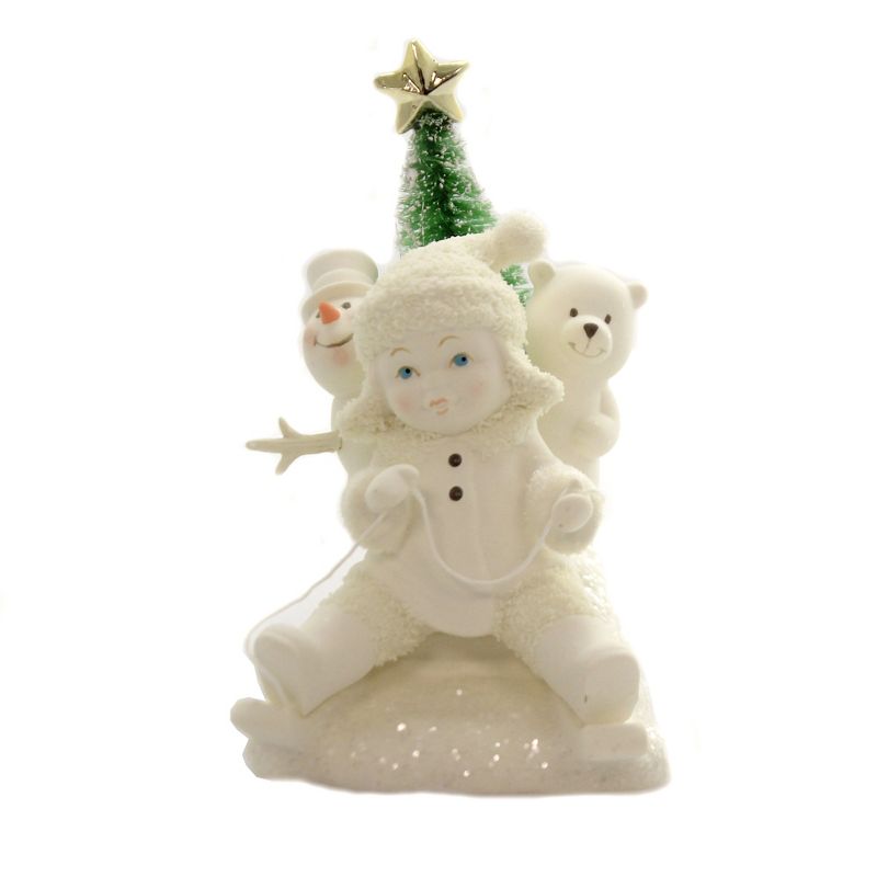 Dept 56 Snowbabies 4.75" Gold Star Delivery Christmas Snowman  -  Decorative Figurines