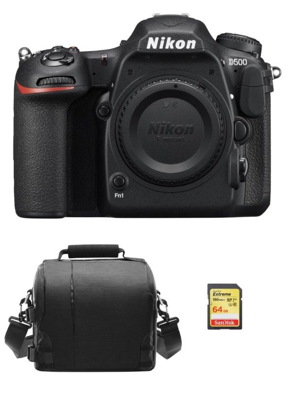 NIKON D500 Body + 64GB SD card + camera Bag