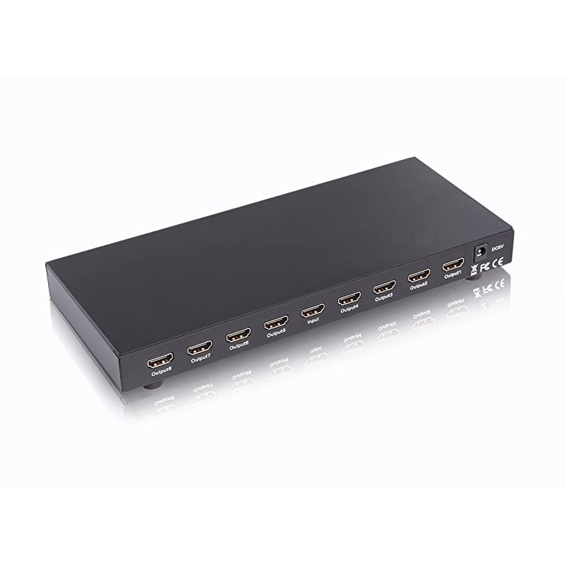 1x8 Mini 8 Port Splitter Amplifier 1080P Support 3D 2 4