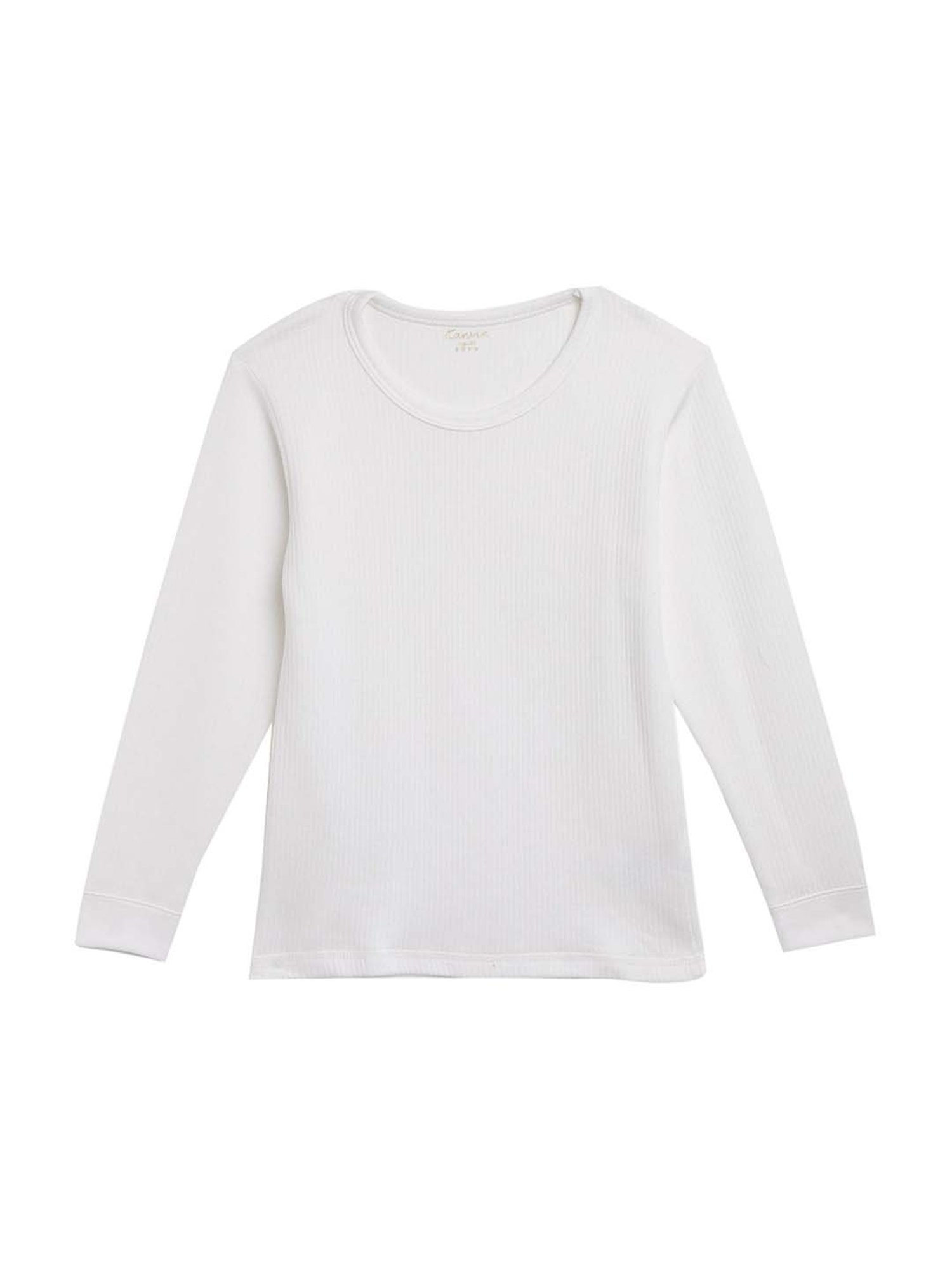 Kanvin Kids White Regular Fit Thermal Tops - Set of 2