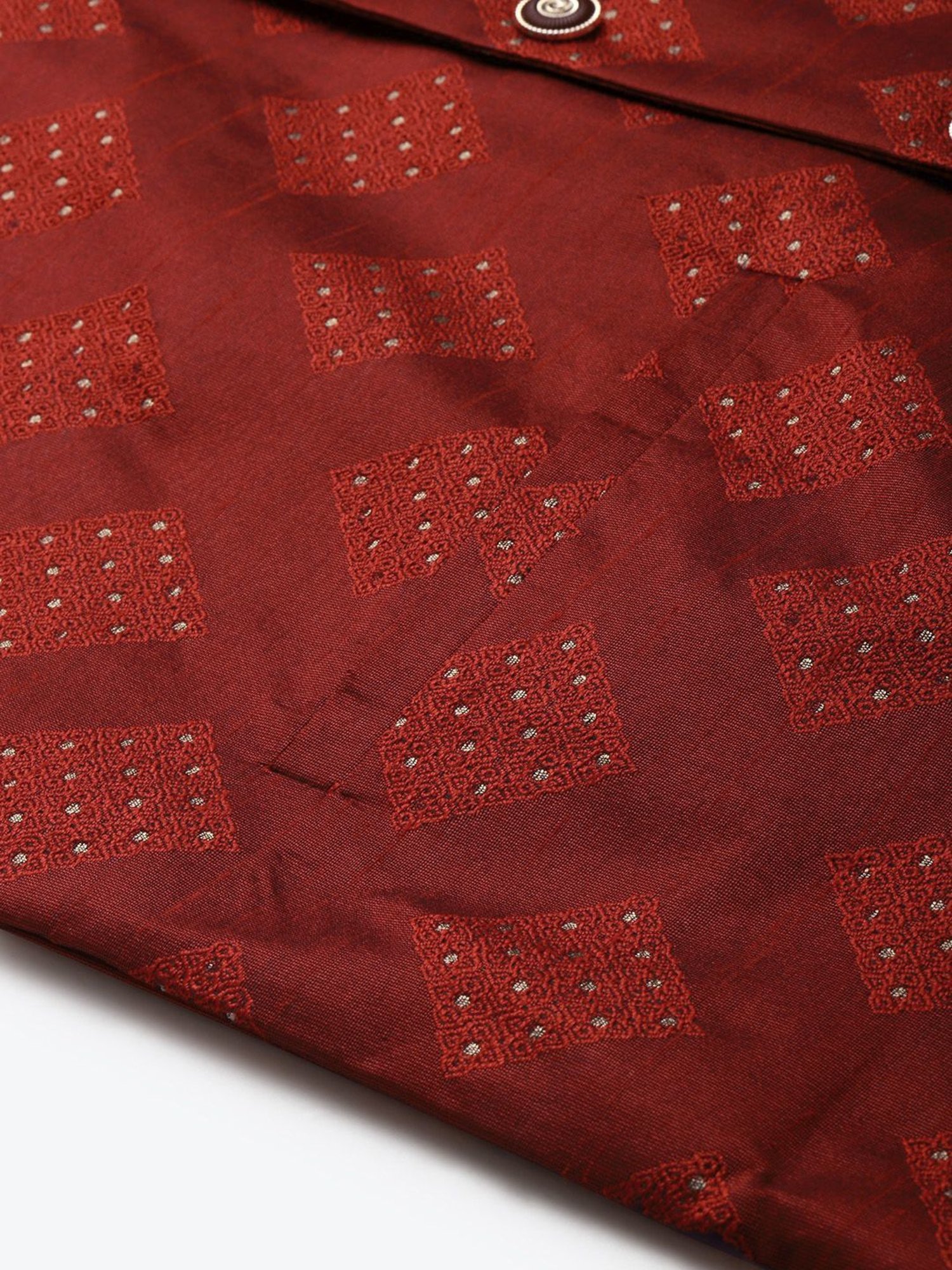 Sojanya Maroon Regular Fit Self Pattern Nehru Jacket