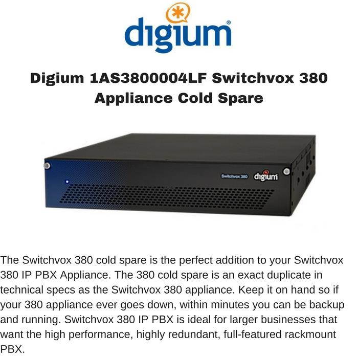 Digium 1AS3800004LF Switchvox 380 Appliance Cold Spare, NA