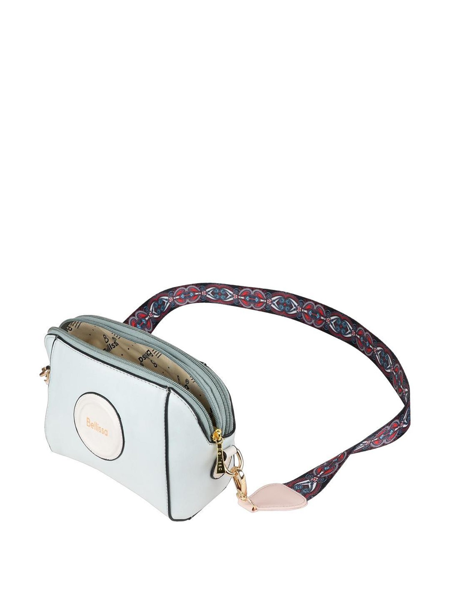 Bellissa Powder Blue PU Solid Sling Handbag