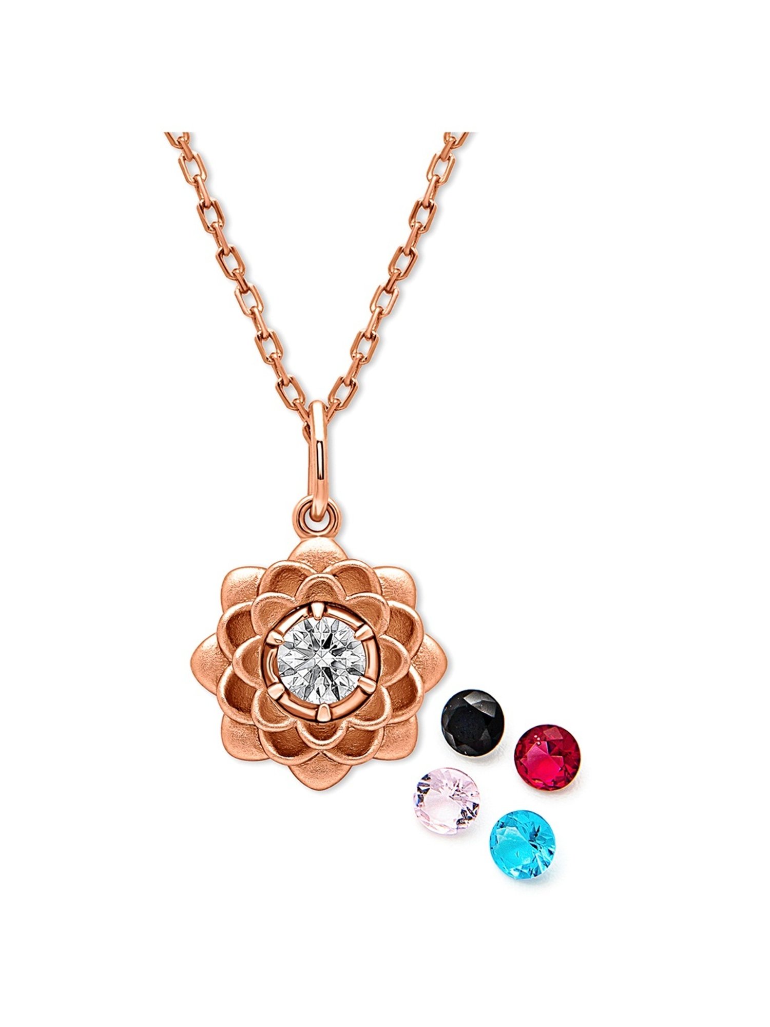 Silberry 92.5 Sterling Silver Rose Gold Floral Petal pendant