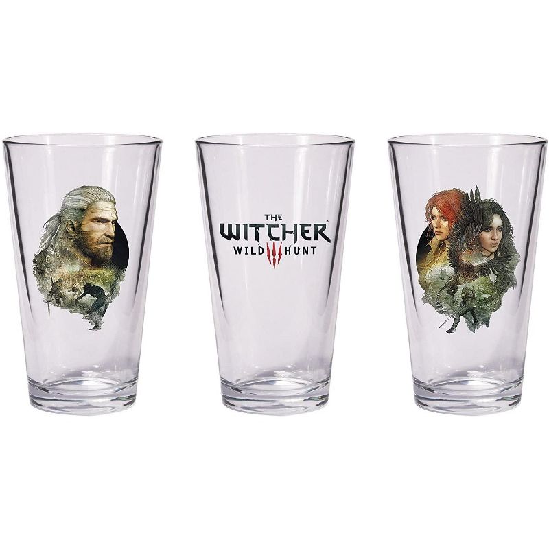 Dark Horse Comics The Witcher 3 Wild Hunt 2-Piece Pint Glass Set | Geralt & Triss w/ Yennefer