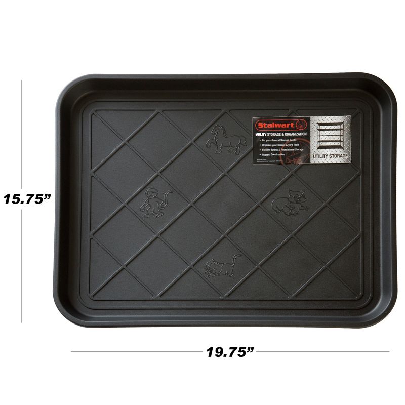 Stalwart 20"x15" All Weather Boot Tray with Water Resistant Plastic Utility Shoe Mat for Indoor and Outdoor Black